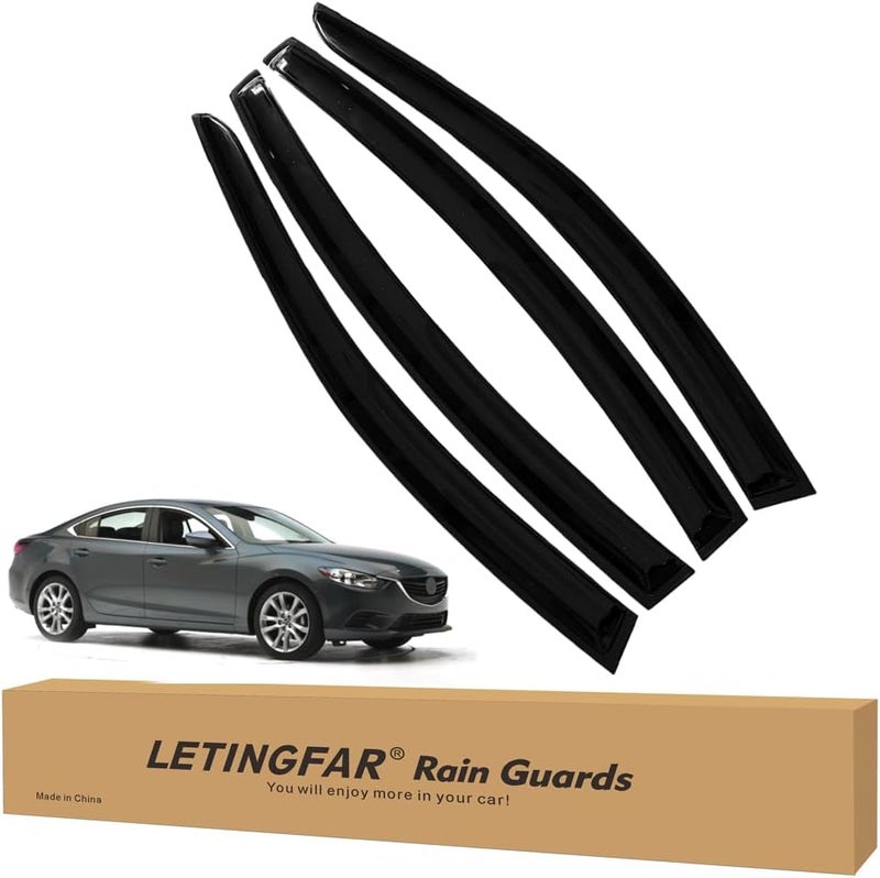 LETINGFAR حواجز المطر للنوافذ لسيارة مازدا 6 2014 2015 2016 2017 2018 2019 2020 2021، واقيات الرياح وظلال التهوية لسيارة مازدا 6 - Image 1